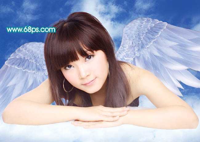 ‘Photoshop制作一个梦幻的粉青色天使‘