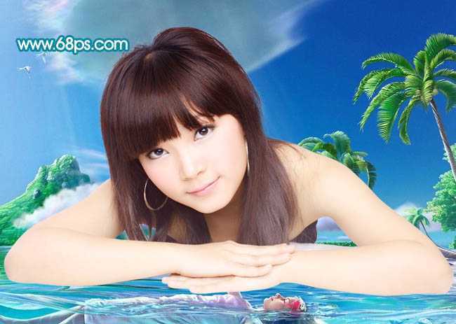 ‘Photoshop制作一个梦幻的粉青色天使‘