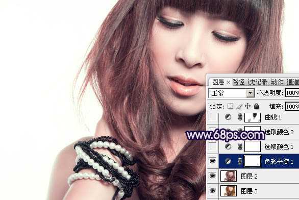 ‘Photoshop为时尚美女增加质感蓝紫色肤色‘