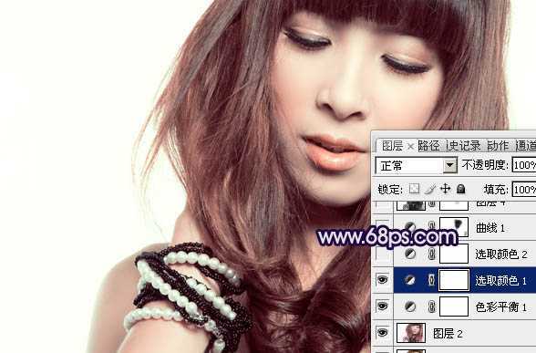 ‘Photoshop为时尚美女增加质感蓝紫色肤色‘