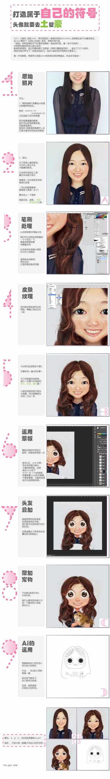 ‘PS把真人照片制作成可爱的卡通漫画头像‘