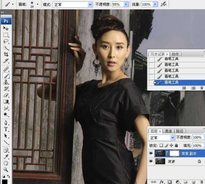 ‘Photoshop为美女照片调出复古柔和的中性灰效果‘