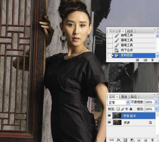 ‘Photoshop为美女照片调出复古柔和的中性灰效果‘