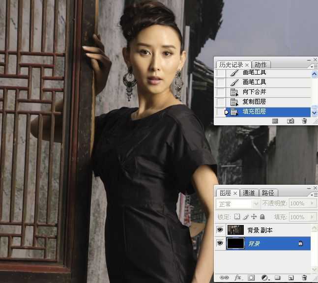 ‘Photoshop为美女照片调出复古柔和的中性灰效果‘