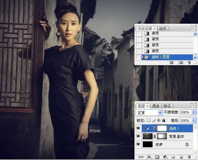 ‘Photoshop为美女照片调出复古柔和的中性灰效果‘