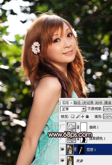 ‘Photoshop将偏暗的可爱女孩照片加上漂亮的暗蓝色‘