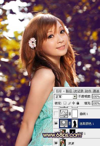 ‘Photoshop将偏暗的可爱女孩照片加上漂亮的暗蓝色‘