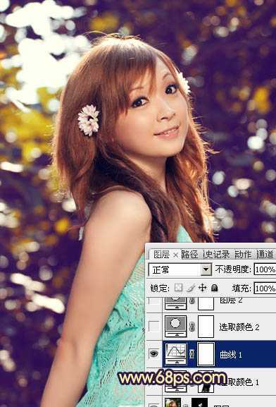 ‘Photoshop将偏暗的可爱女孩照片加上漂亮的暗蓝色‘