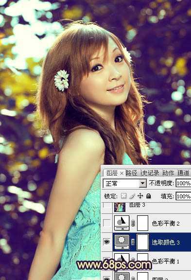 ‘Photoshop将偏暗的可爱女孩照片加上漂亮的暗蓝色‘