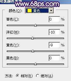 ‘Photoshop调制出淡黄色的秋季铁轨小清新美女图片‘