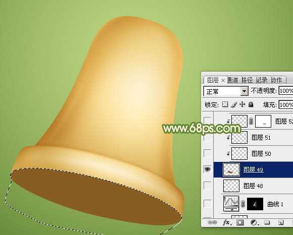 ‘Photoshop快速制作精致的逼真黄色圣诞小铃铛‘