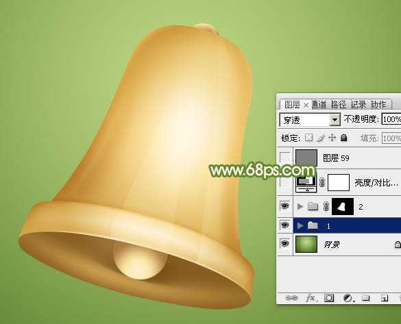‘Photoshop快速制作精致的逼真黄色圣诞小铃铛‘