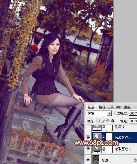 ‘Photoshop为暗调外景人物图片调制出漂亮的蓝橙色效果‘