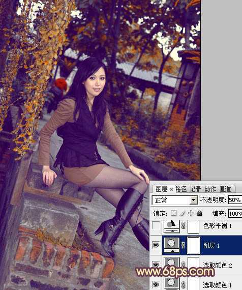 ‘Photoshop为暗调外景人物图片调制出漂亮的蓝橙色效果‘