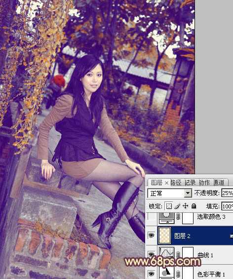 ‘Photoshop为暗调外景人物图片调制出漂亮的蓝橙色效果‘