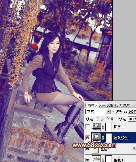 ‘Photoshop为暗调外景人物图片调制出漂亮的蓝橙色效果‘