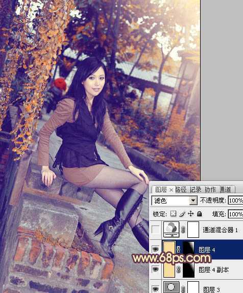 ‘Photoshop为暗调外景人物图片调制出漂亮的蓝橙色效果‘