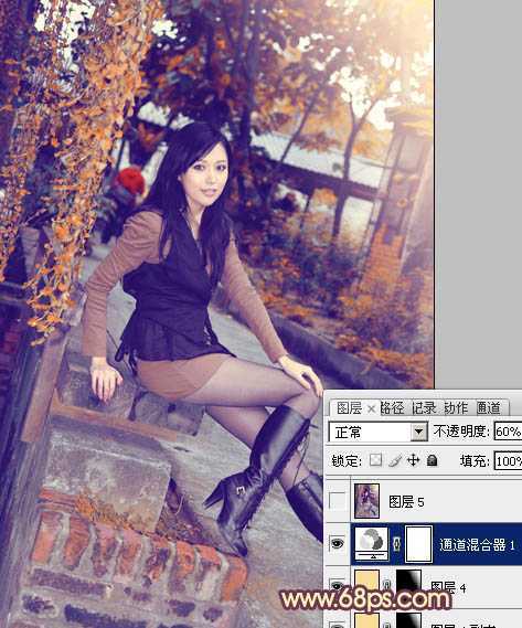‘Photoshop为暗调外景人物图片调制出漂亮的蓝橙色效果‘