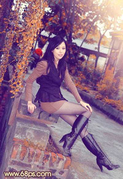 ‘Photoshop为暗调外景人物图片调制出漂亮的蓝橙色效果‘