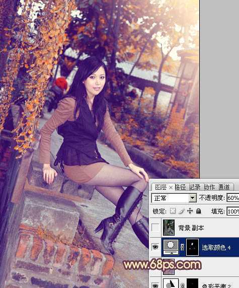 ‘Photoshop为暗调外景人物图片调制出漂亮的蓝橙色效果‘