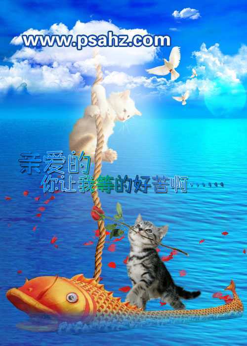 ‘七夕情人节专题：PS合成一幅为爱情而下凡的猫咪情侣‘