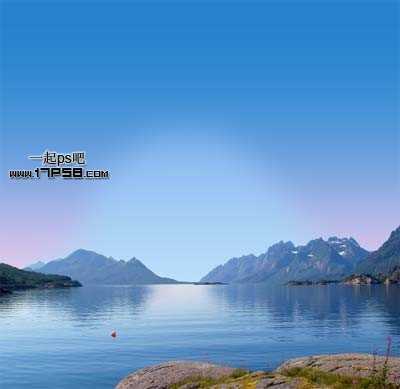 ‘PS合成巨大月亮在水面升起的唯美梦幻场景图片‘