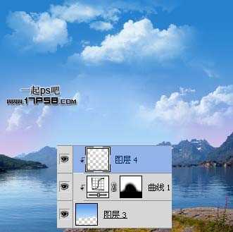 ‘PS合成巨大月亮在水面升起的唯美梦幻场景图片‘