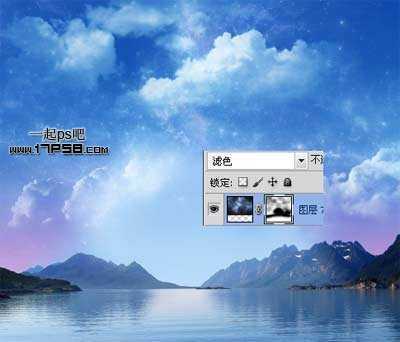‘PS合成巨大月亮在水面升起的唯美梦幻场景图片‘