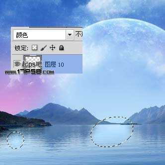 ‘PS合成巨大月亮在水面升起的唯美梦幻场景图片‘
