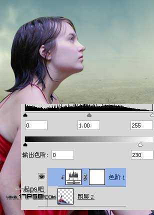 ‘photoshop抽象合成干枯沙丘上的独思女孩‘