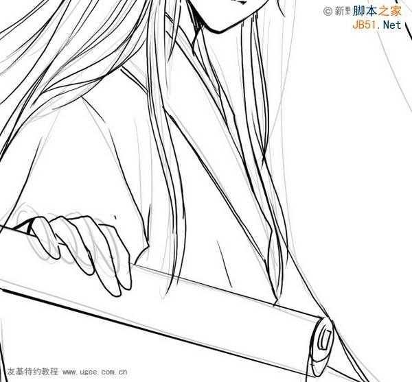 ‘PS鼠绘精细的黑白古典人物插画‘