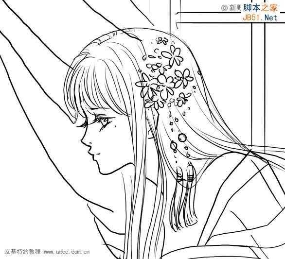 ‘PS鼠绘精细的黑白古典人物插画‘
