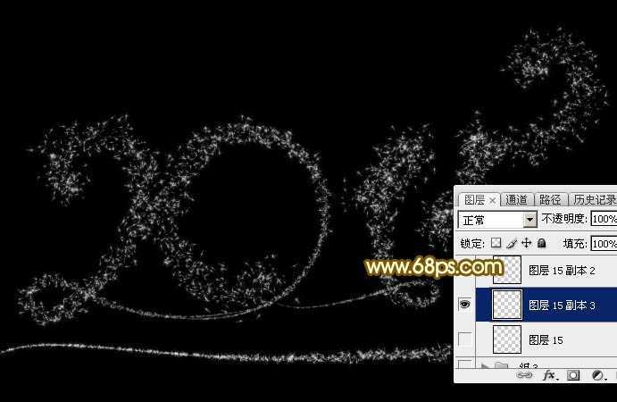 ‘Photoshop设计制作喜庆的2015新年火花字‘