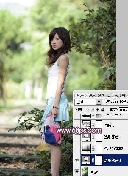 ‘Photoshop将美女树景图片打造柔美的暗调红褐色‘
