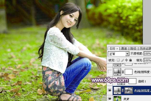 ‘Photoshop为草地美女图片打造柔美的秋季特效‘