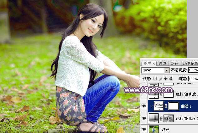 ‘Photoshop为草地美女图片打造柔美的秋季特效‘