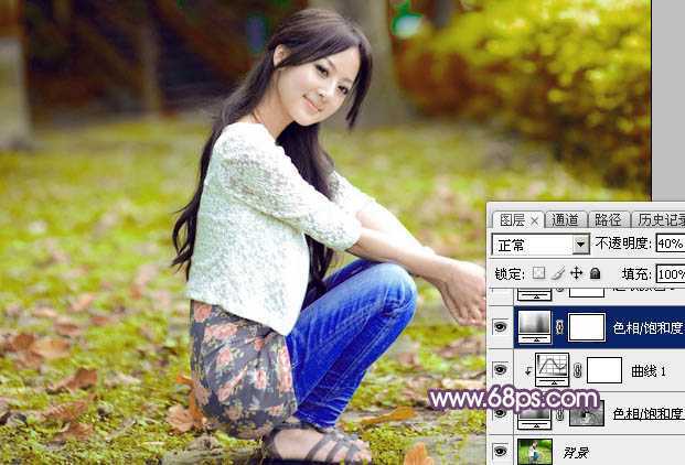 ‘Photoshop为草地美女图片打造柔美的秋季特效‘