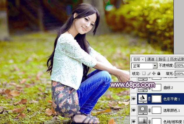 ‘Photoshop为草地美女图片打造柔美的秋季特效‘