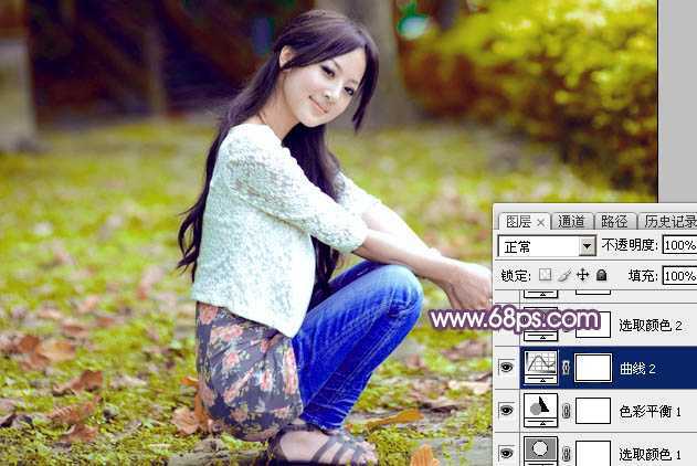 ‘Photoshop为草地美女图片打造柔美的秋季特效‘