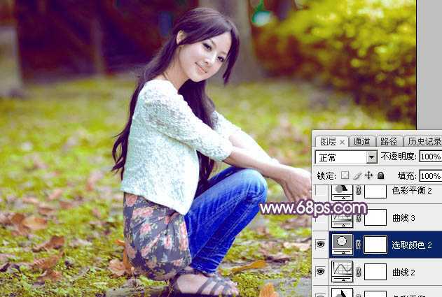 ‘Photoshop为草地美女图片打造柔美的秋季特效‘