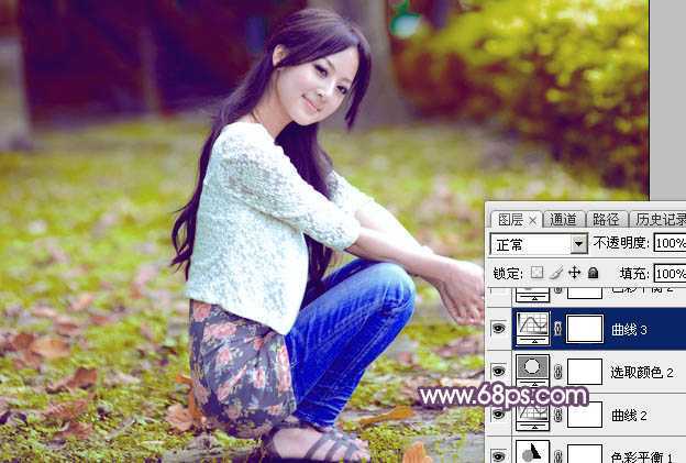 ‘Photoshop为草地美女图片打造柔美的秋季特效‘