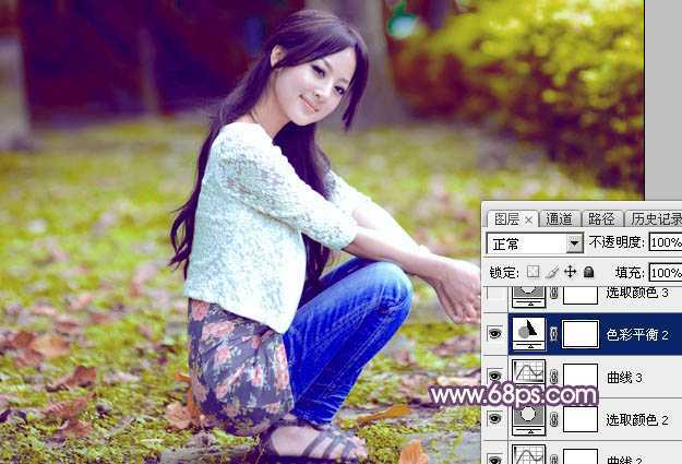 ‘Photoshop为草地美女图片打造柔美的秋季特效‘