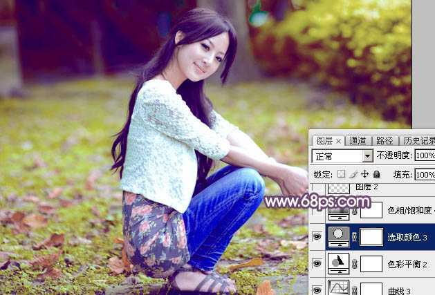 ‘Photoshop为草地美女图片打造柔美的秋季特效‘