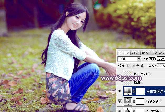 ‘Photoshop为草地美女图片打造柔美的秋季特效‘