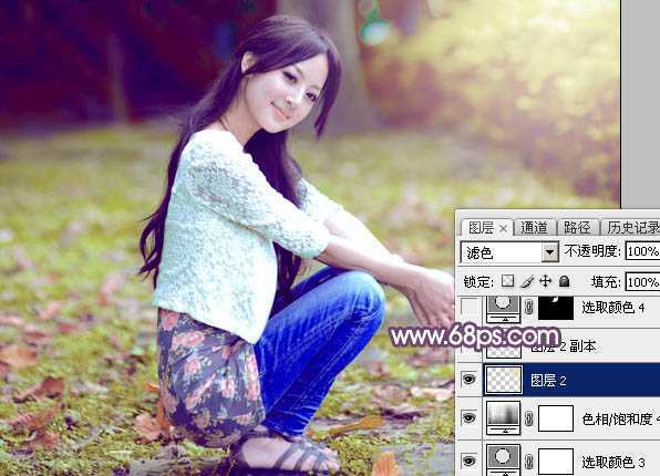 ‘Photoshop为草地美女图片打造柔美的秋季特效‘