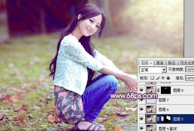 ‘Photoshop为草地美女图片打造柔美的秋季特效‘
