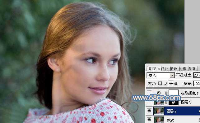 ‘Photoshop将外景美女图片调制出朦胧的淡蓝色‘