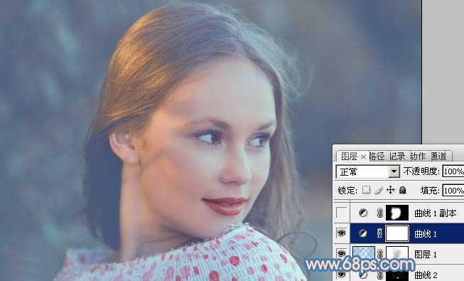 ‘Photoshop将外景美女图片调制出朦胧的淡蓝色‘