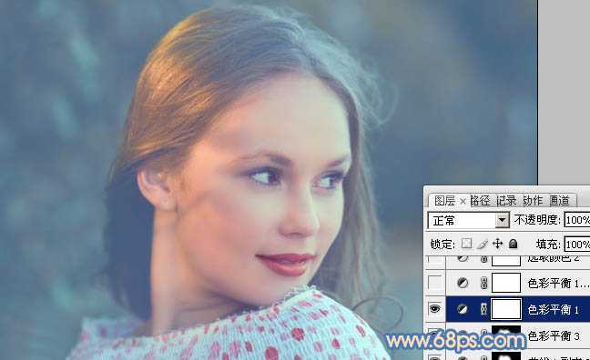 ‘Photoshop将外景美女图片调制出朦胧的淡蓝色‘