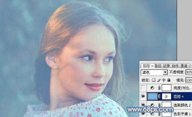 ‘Photoshop将外景美女图片调制出朦胧的淡蓝色‘